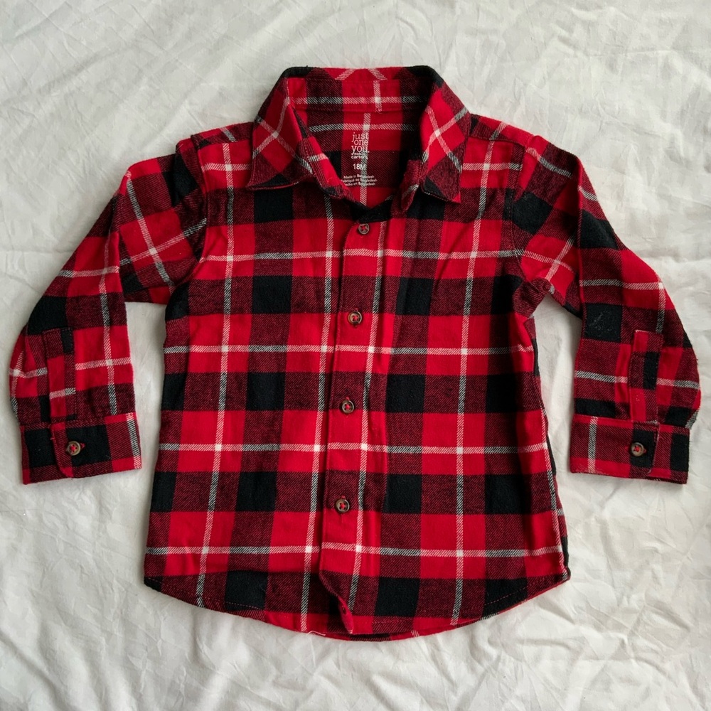 Just One You Carters Red Plaid Button-Up Shirt 18M